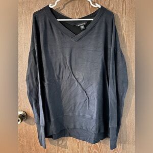 Athleta Black V-Neck Sweater Classic Knit
